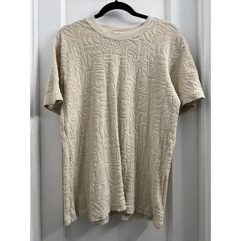 E.T.A. Textured Terry Cloth Off White Short Sleeve T Shirt size‎ Medium